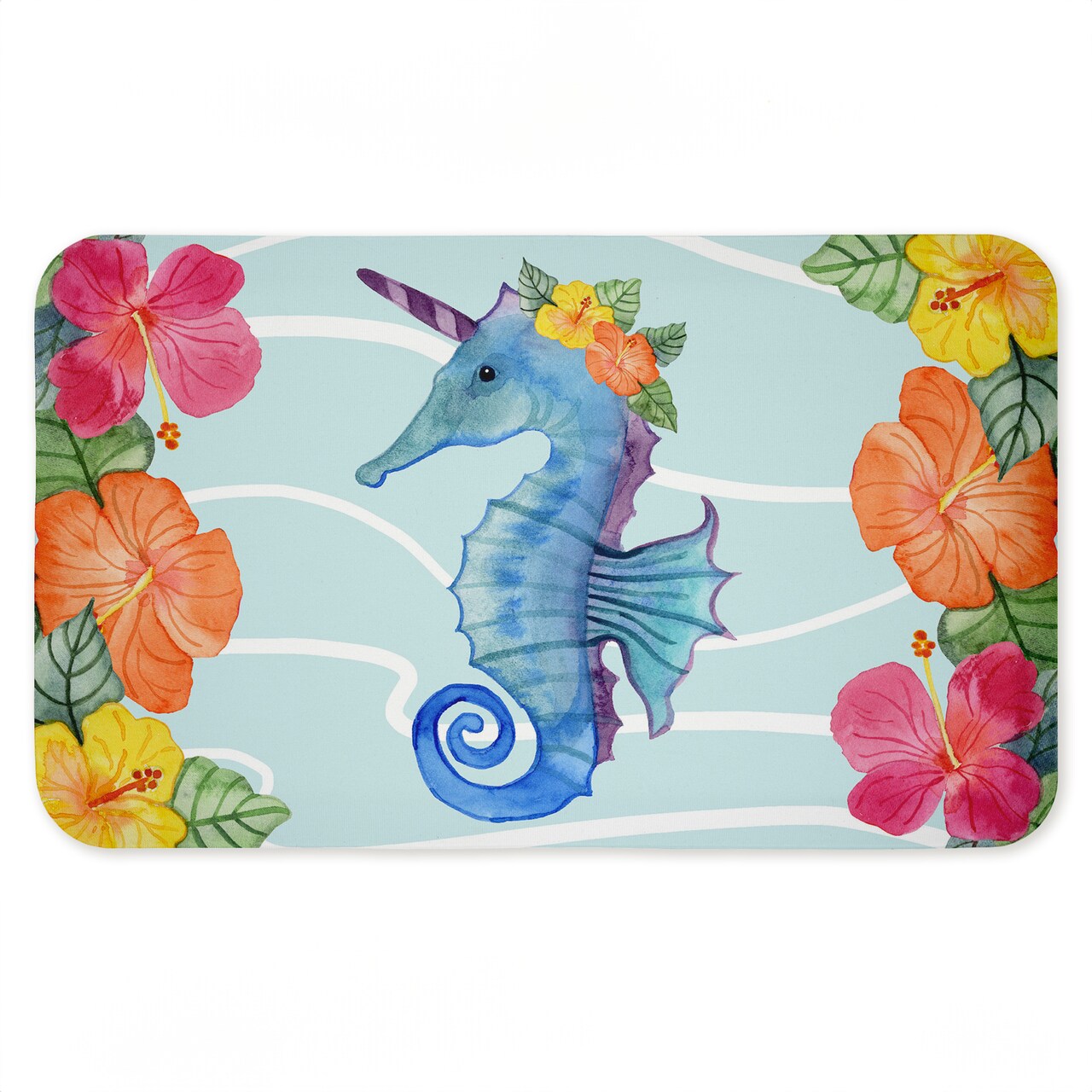 Stupell Industries Unicorn Seahorse & Hibiscus Printed Anti-Fatigue Floor Mat, design by Audrey Jeanne Roberts, 30"x18"